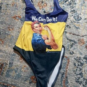 Blackmilk We Can Do It! One Piece - Blue and Yellow